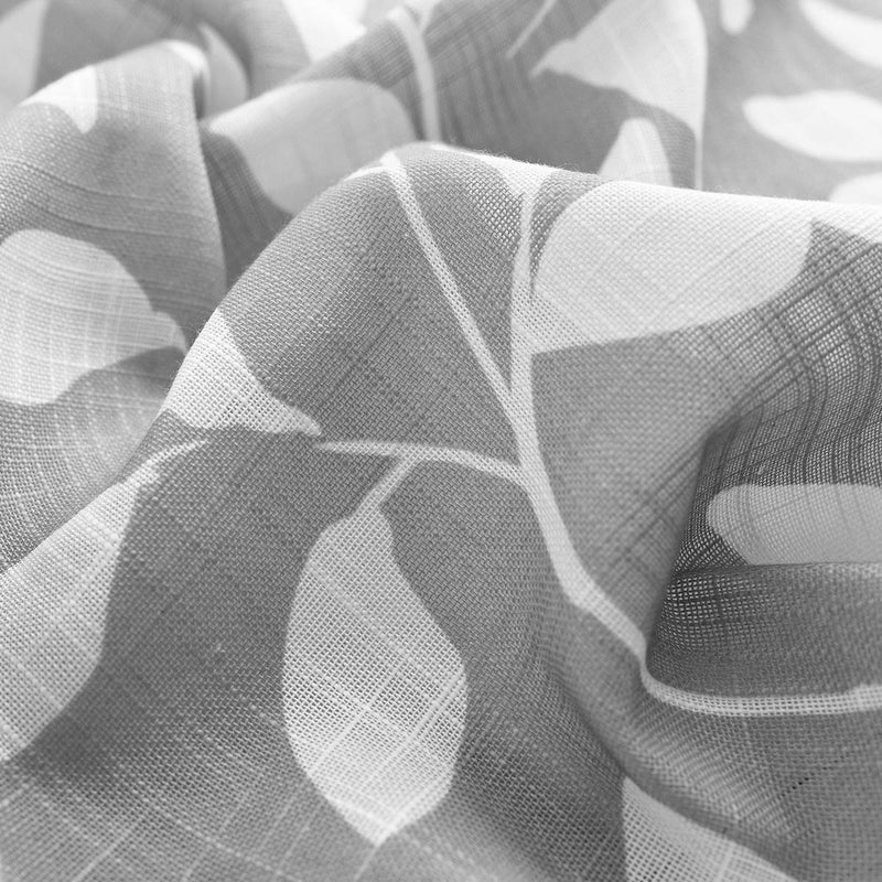 Treatmentex Grey Valance Curtain for Windows Leaf Print White Window Valances 52" by 15" Long 1 Panel - Image 3